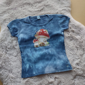 Cotton Graphic Girly Tee- 'Shroom House- Size 2