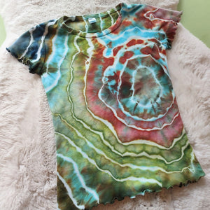 Cotton Hand Dyed Girly Tee- Size Small 6/8