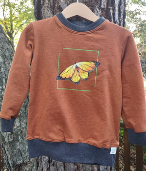 Cotton French Terry Crew Neck Pullover- Butterfly- Size 2