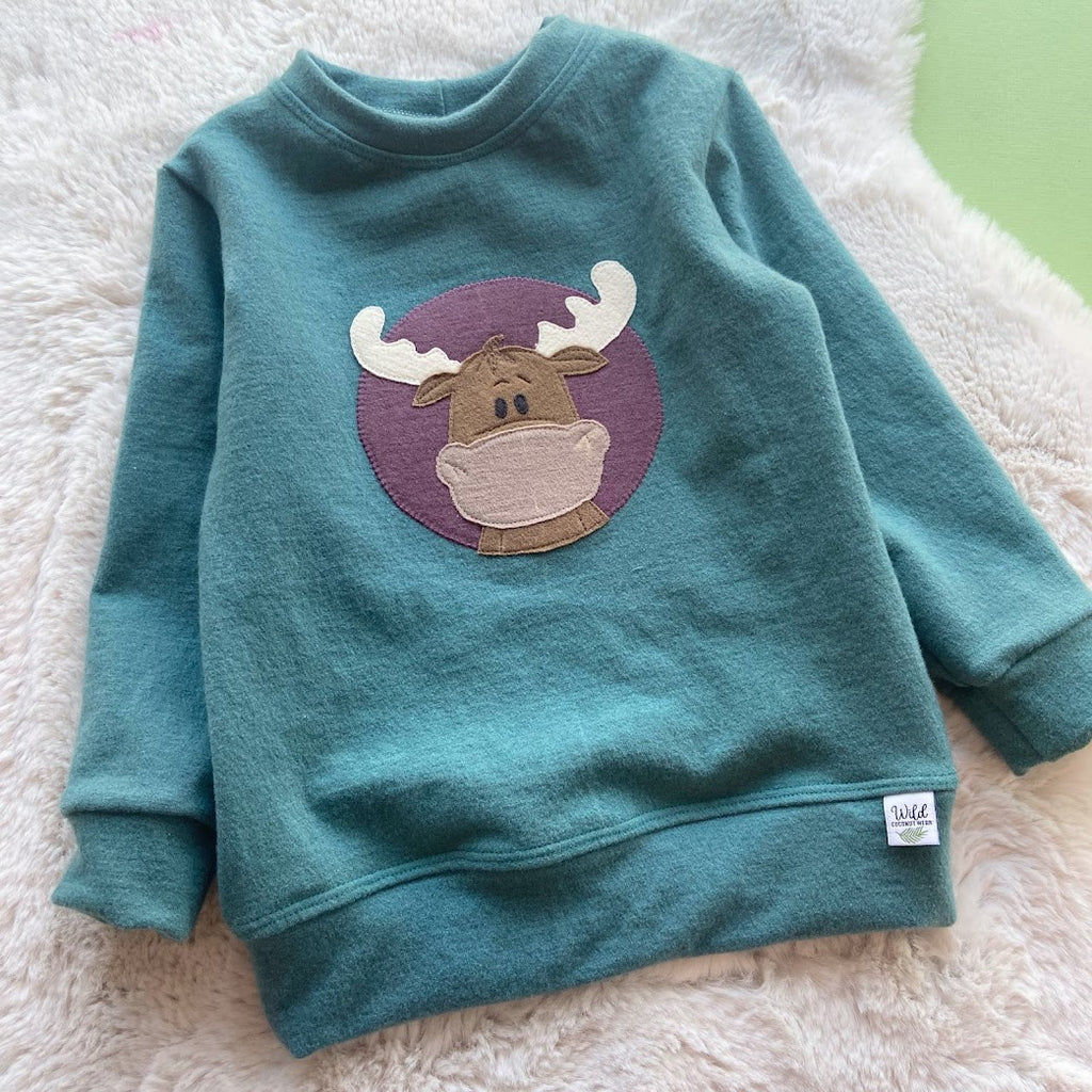 Wool Felted Jersey Pullover- Moose- Size 3